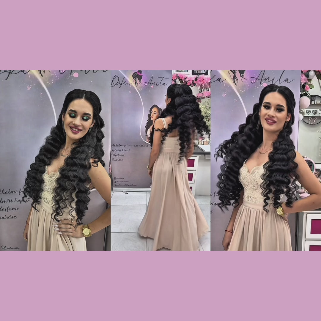 Félig feltűzött frizura